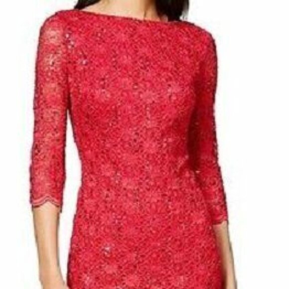 Calvin Klein Lace Sequin Cocktail Dress - Picture 3 of 9